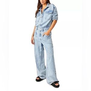 We The Free Light Blue Denim Jumpsuit